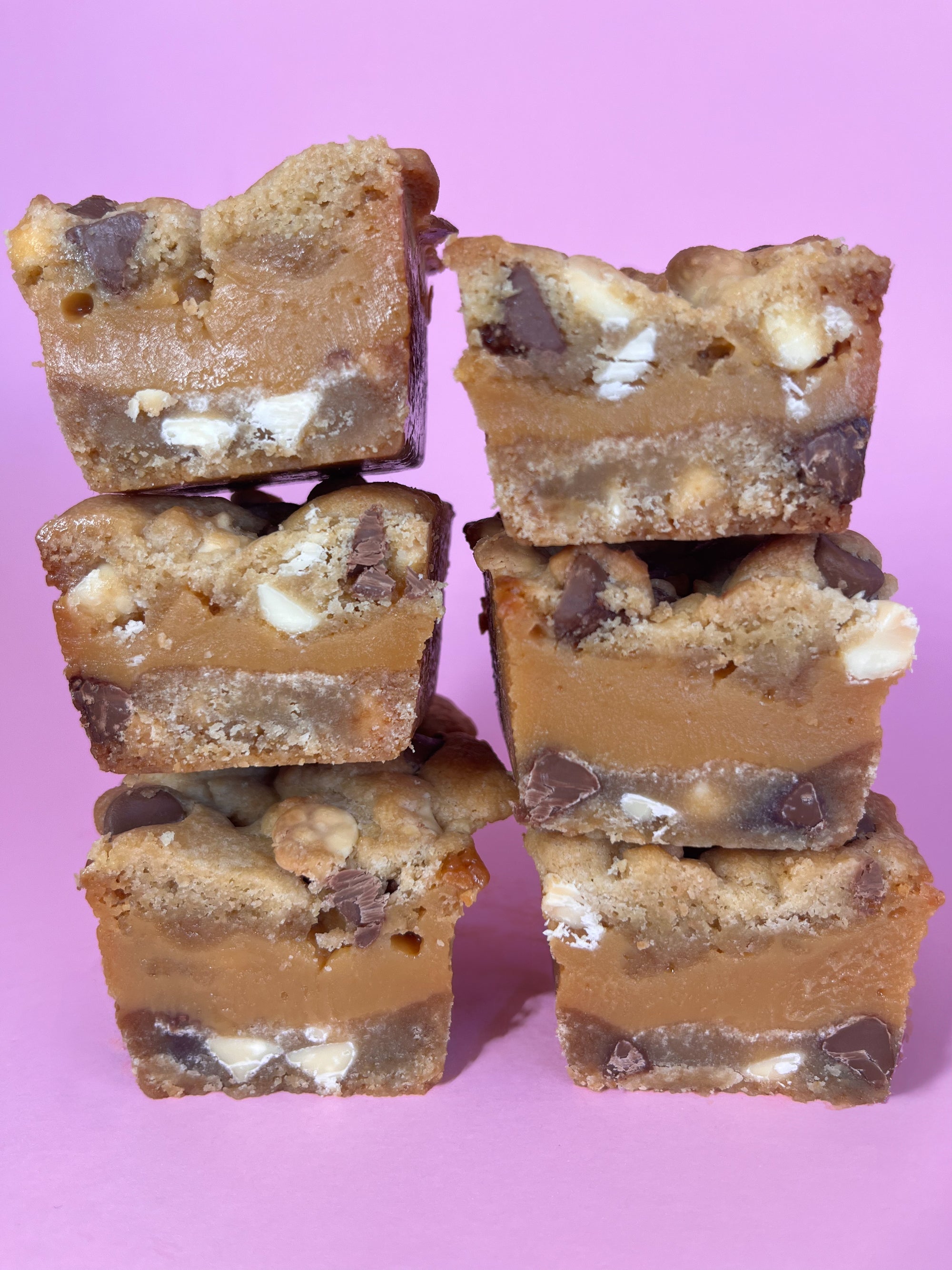 Chocolate Chip Cookie Caramel Slice Halves